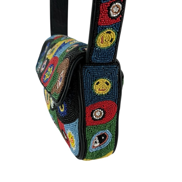 STAUD Tommy Beaded Bag Black Millefiori Shoulder Bag - Picture 5 of 11